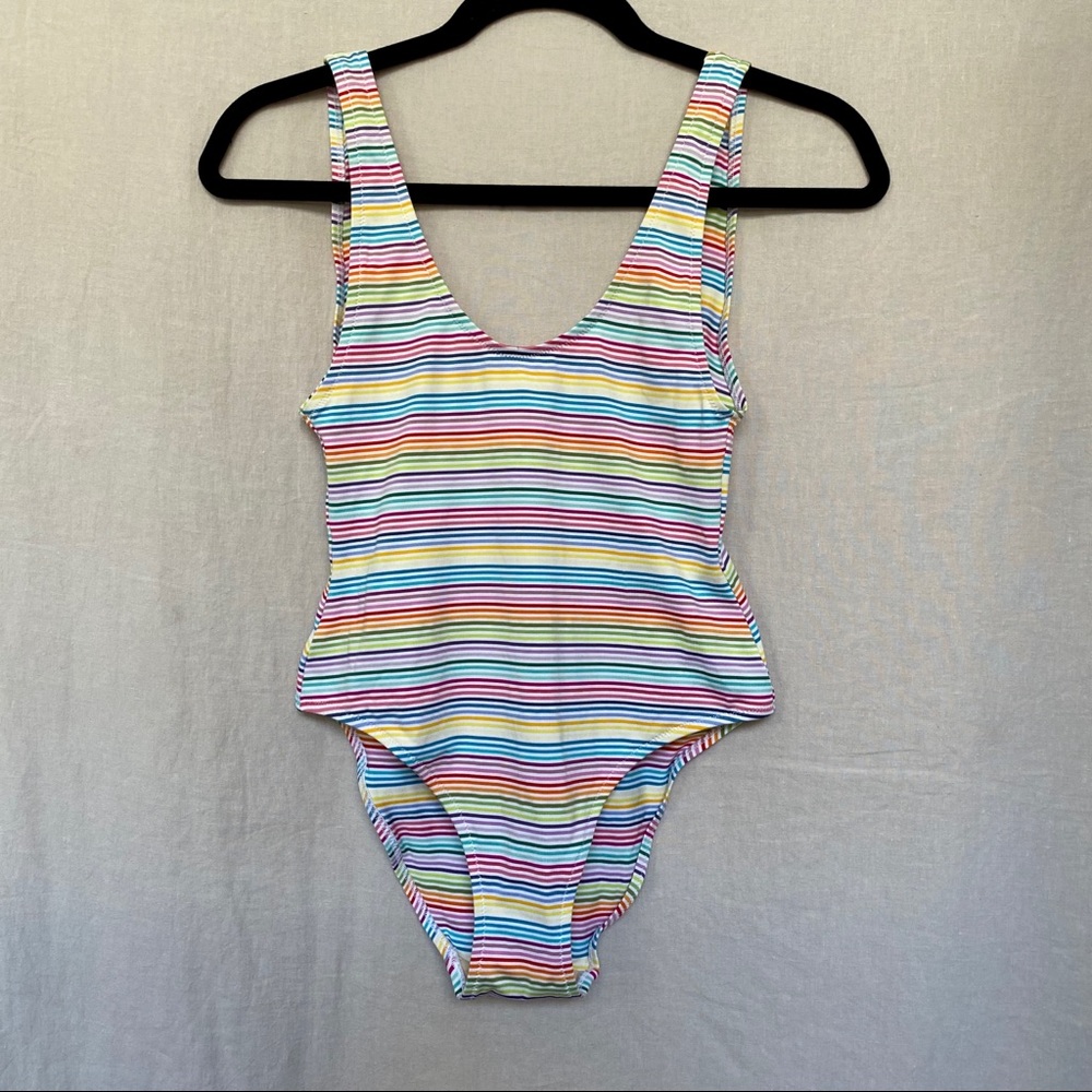 Pistol Panties rainbow stripe one piece